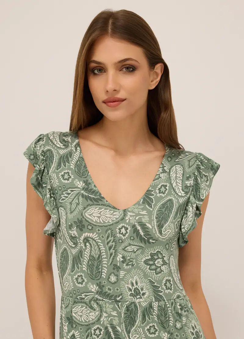 Abito In Viscosa Stretch Donna, Verde chiaro miniatura 3