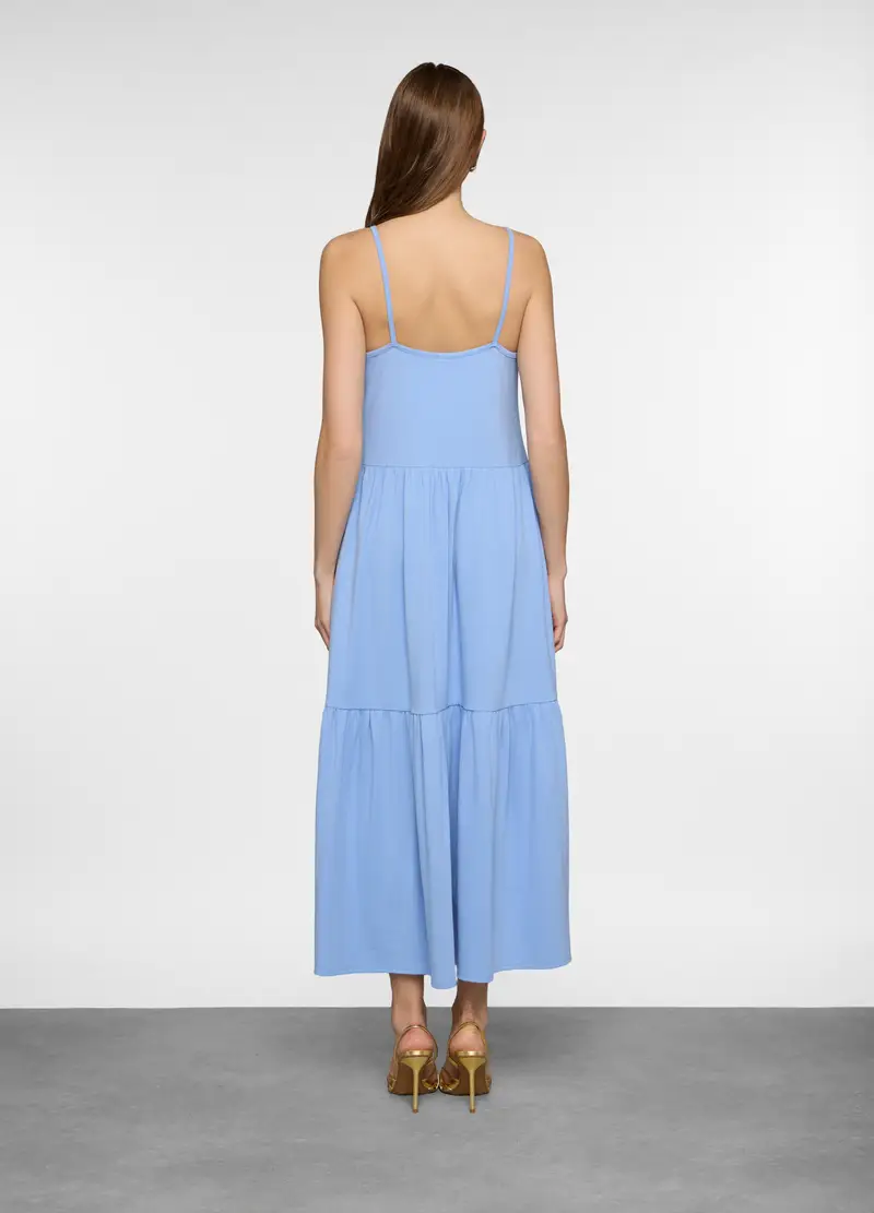 Abito Lungo A Balze In Jersey Stretch Donna, Azzurro chiaro miniatura 2