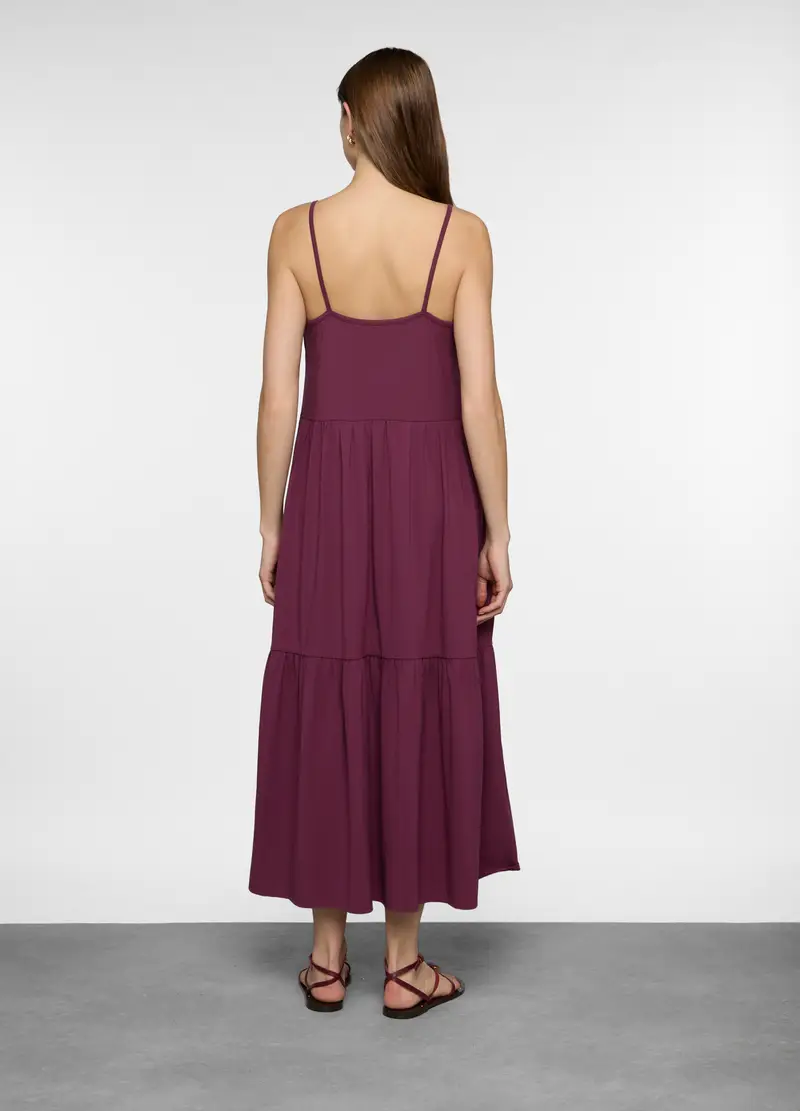 Abito Lungo A Balze In Jersey Stretch Donna, Viola malva miniatura 2