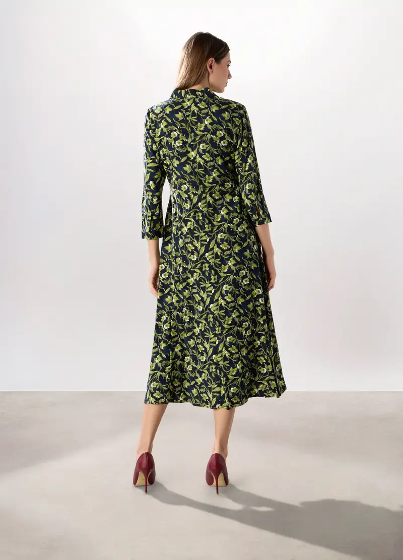 Abito Lungo Chemisier Donna, Blu/Verde miniatura 2