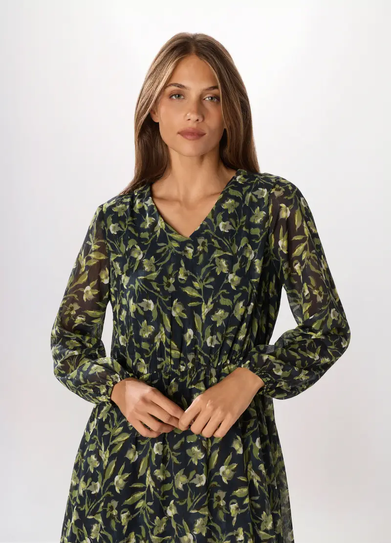 Abito Lungo Con Stampa Donna, Blu/Verde miniatura 3