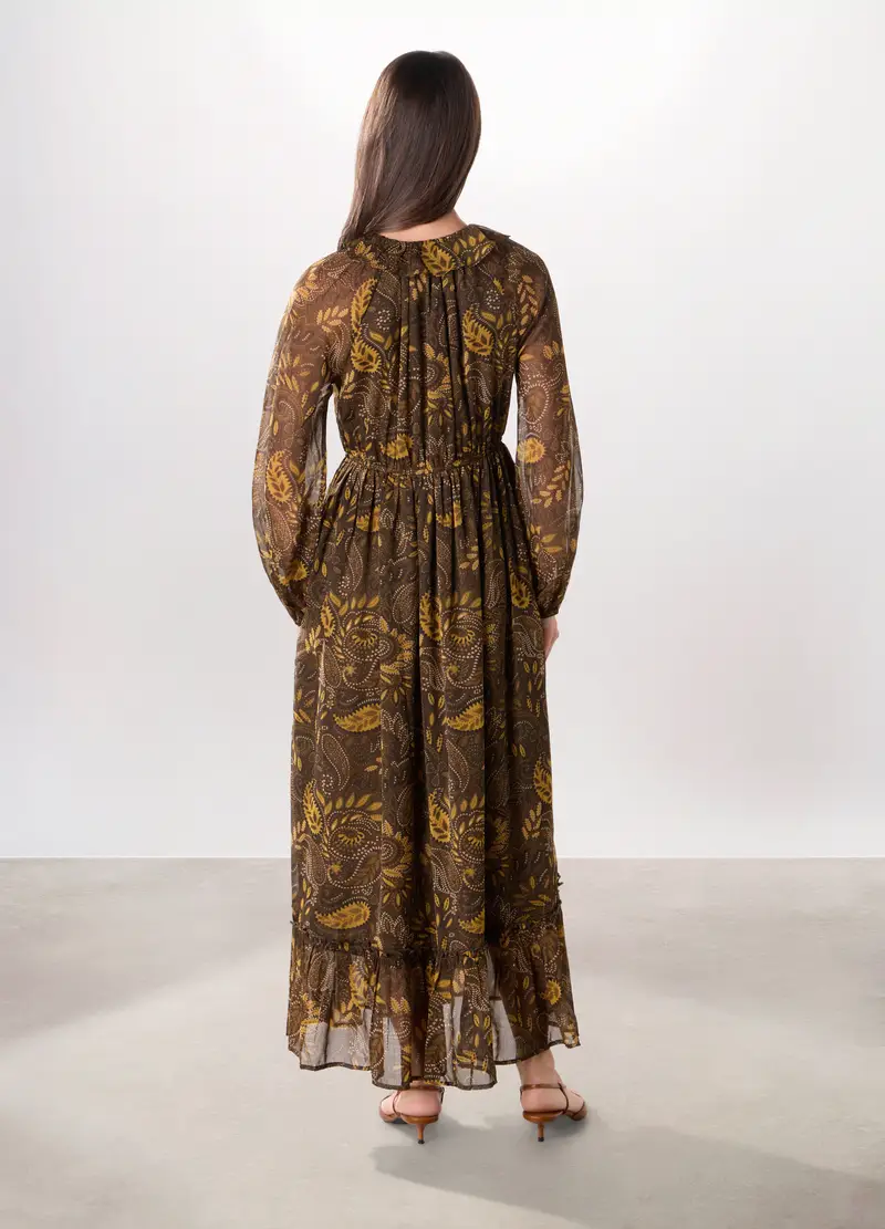 Abito Lungo Con Stampa Donna, Marrone tabacco chiaro miniatura 2