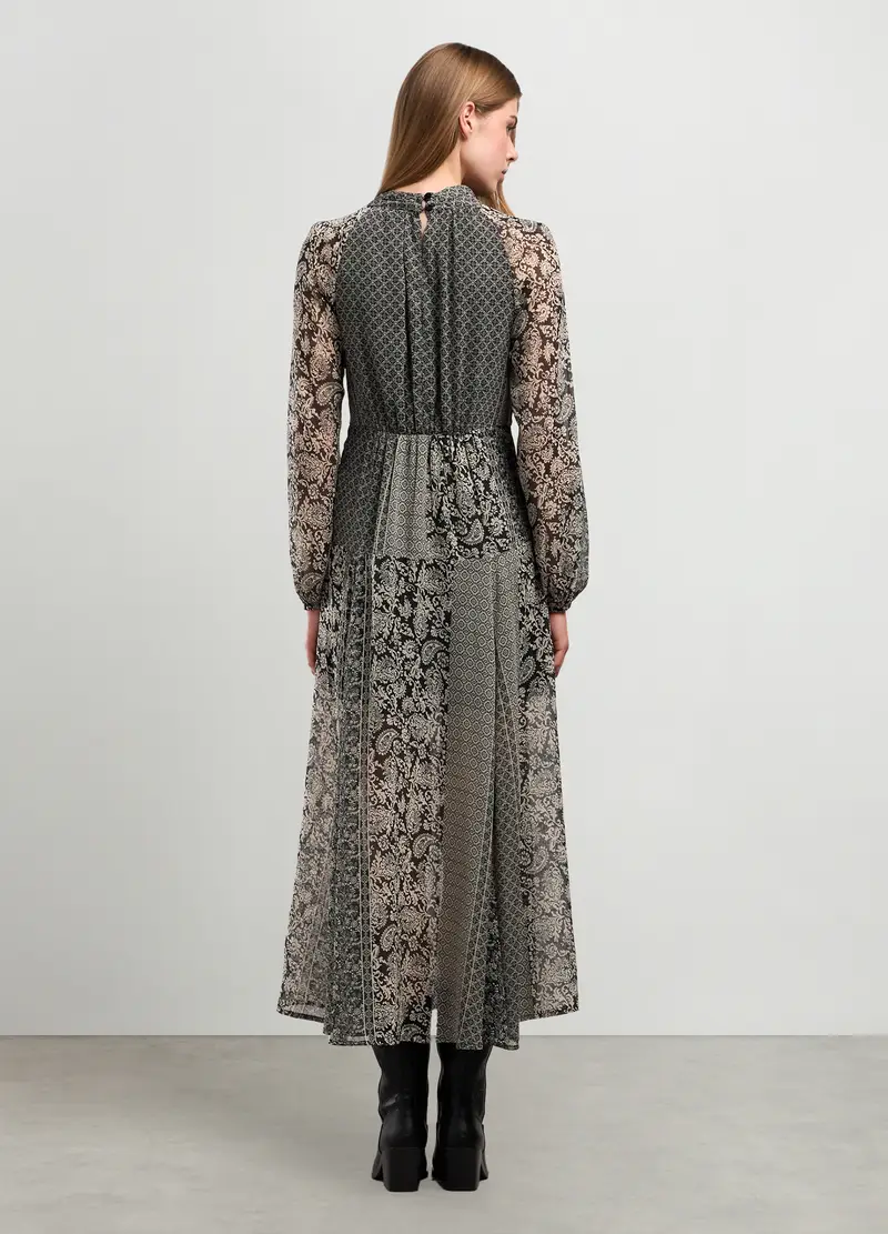 Abito Lungo Con Stampa Donna, Nero/Bianco miniatura 2