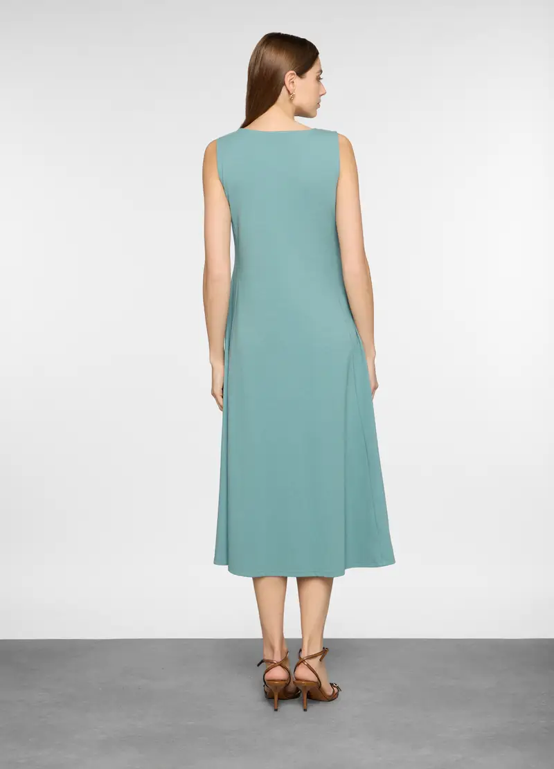 Abito Lungo Girocollo In Jersey Stretch Donna, Azzurro acquamarina miniatura 2