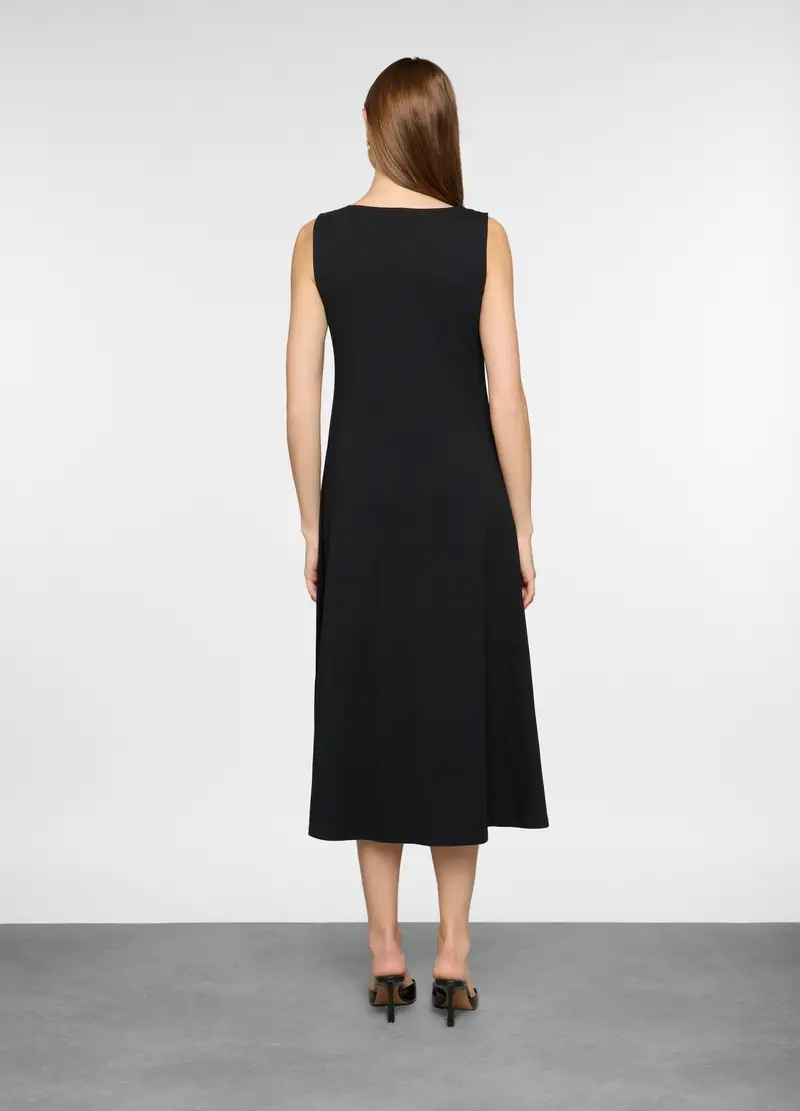 Abito Lungo Girocollo In Jersey Stretch Donna, Nero miniatura 2