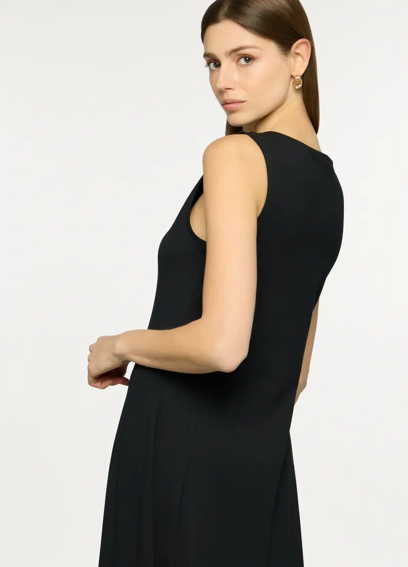 Abito Lungo Girocollo In Jersey Stretch Donna, Nero miniatura 3