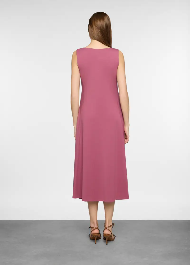 Abito Lungo Girocollo In Jersey Stretch Donna, Rosa pastello miniatura 2