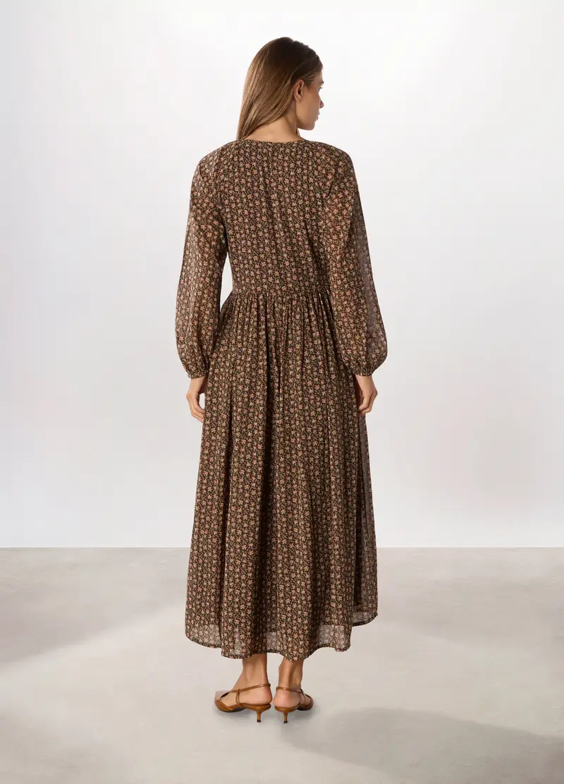 Abito Lungo In Georgette Donna, Marrone chiaro miniatura 2