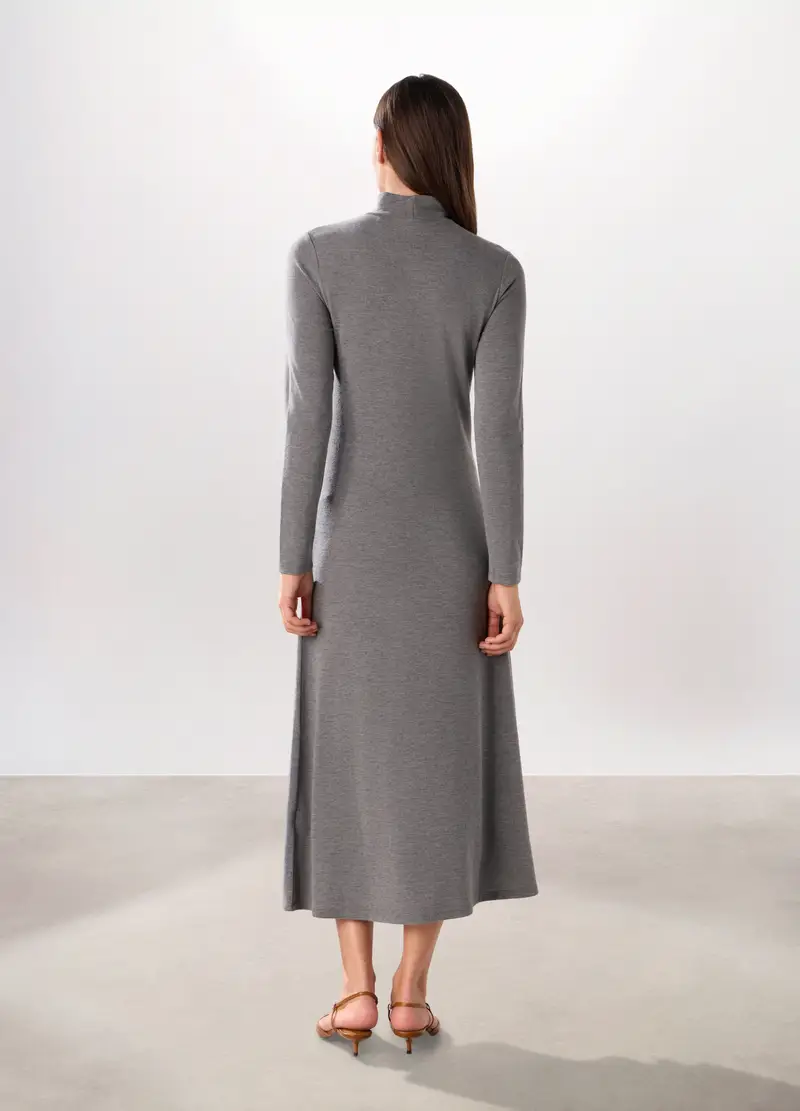 Abito Lungo In Jersey Di Mista Viscosa Donna, Grigio chiaro melange miniatura 2
