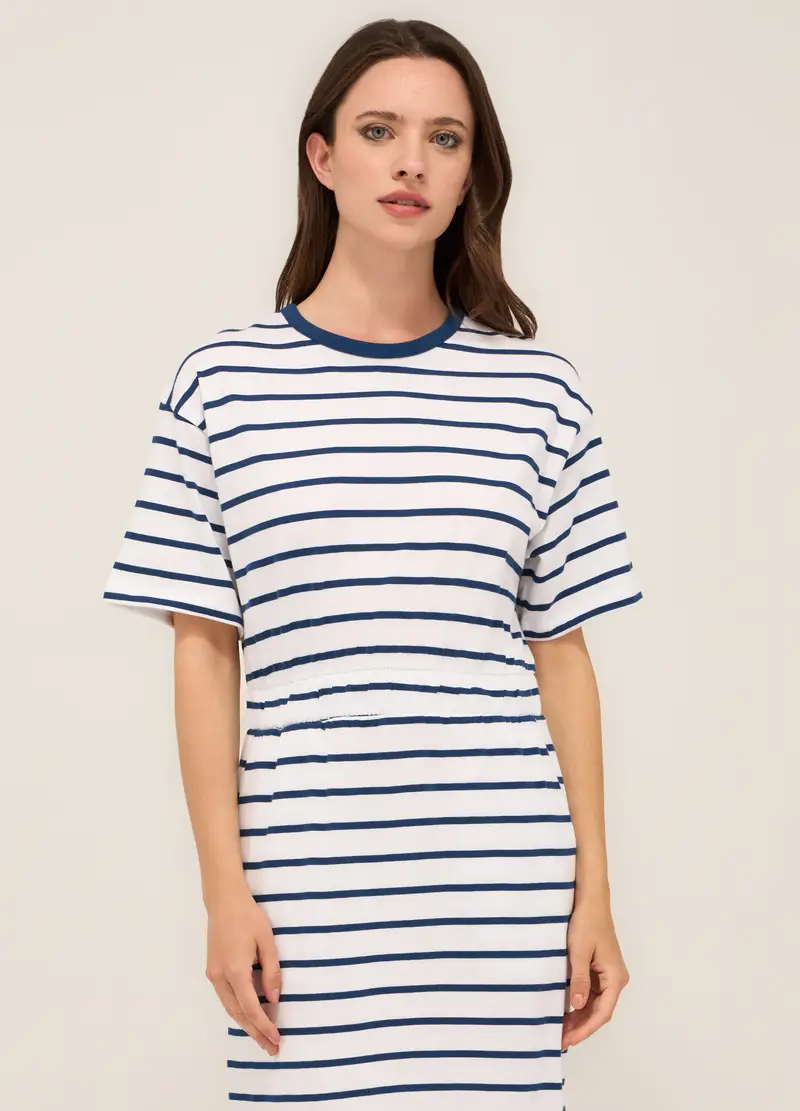 Upim, Abito Lungo In Jersey Di Puro Cotone Donna, Bianco/Blu, Taglia: XS miniatura 2