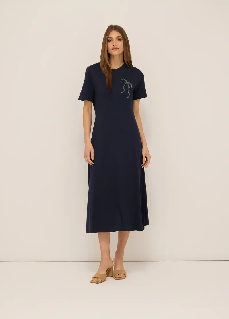 Upim, Abito Lungo In Jersey Di Puro Cotone Donna, Blu navy, Taglia: XS