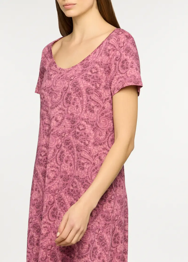 Abito Lungo In Jersey Di Puro Cotone Donna, Rosa pastello miniatura 2