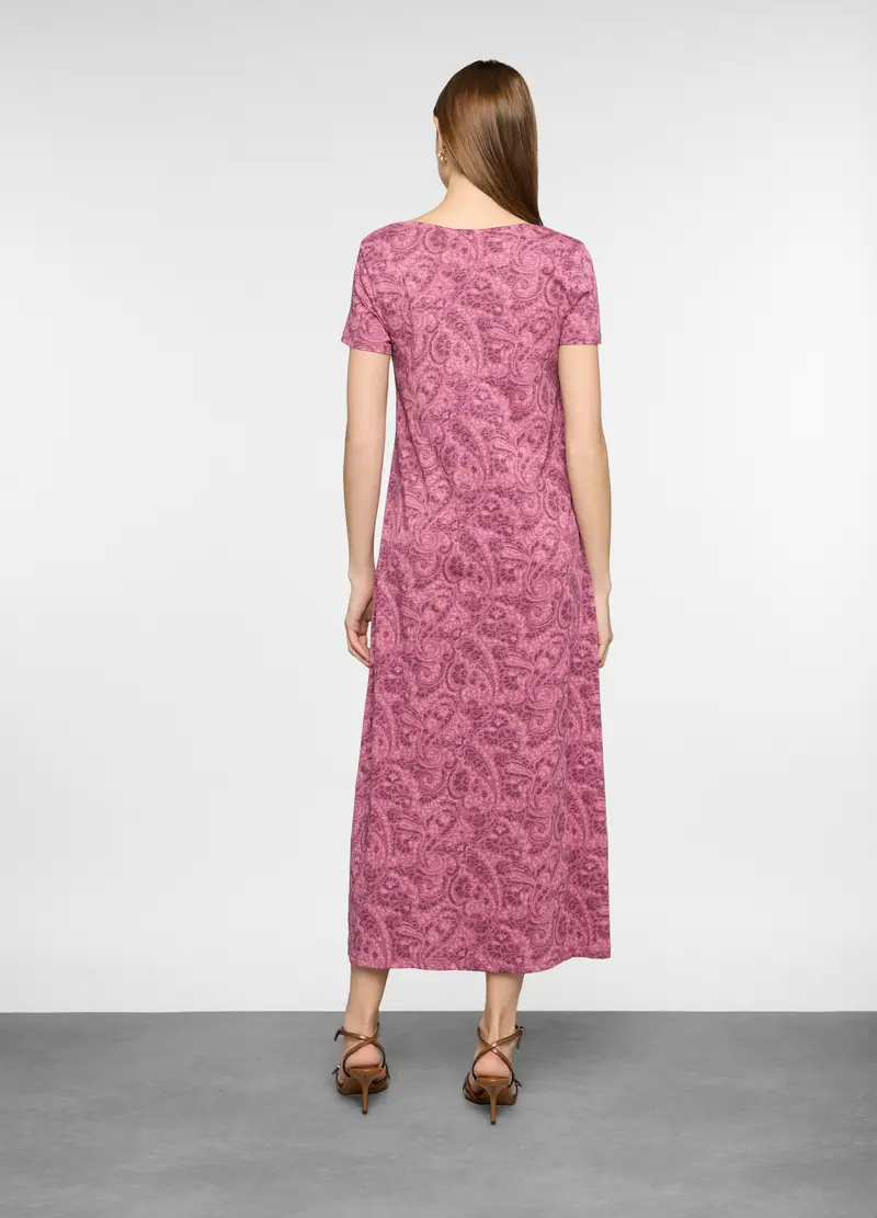 Abito Lungo In Jersey Di Puro Cotone Donna, Rosa pastello miniatura 3