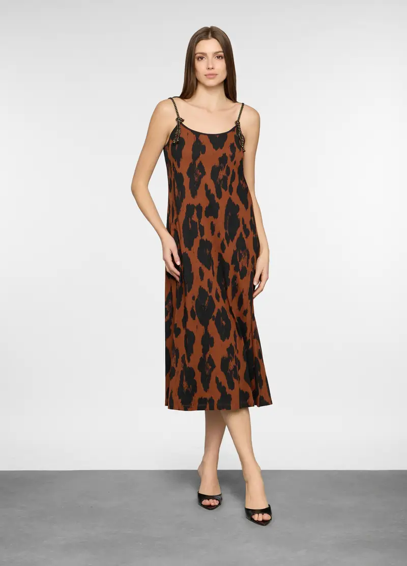 Abito Lungo In Jersey Donna, Marrone scuro