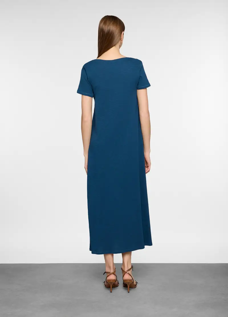 Abito Lungo In Jersey Slub Donna, Blu scuro miniatura 2