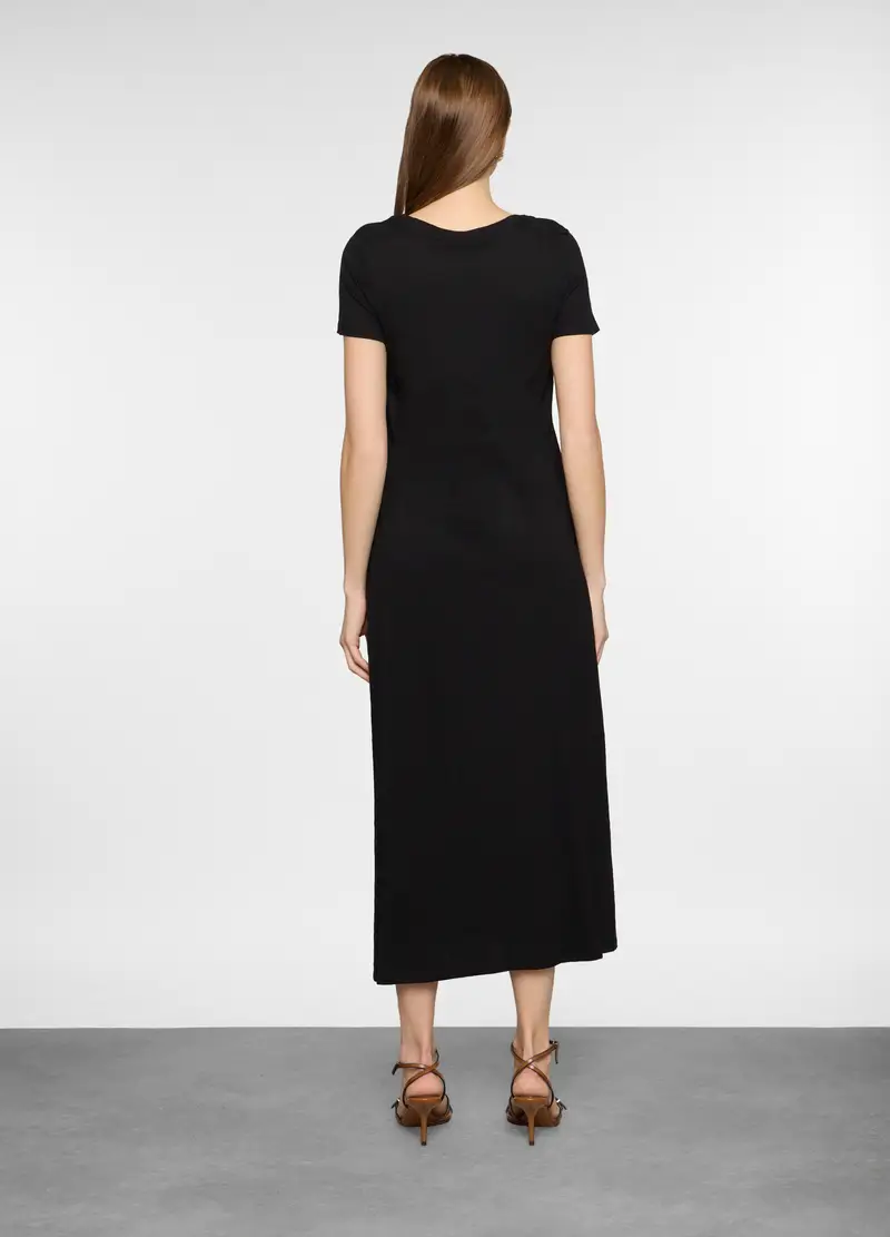 Abito Lungo In Jersey Slub Donna, Nero miniatura 2