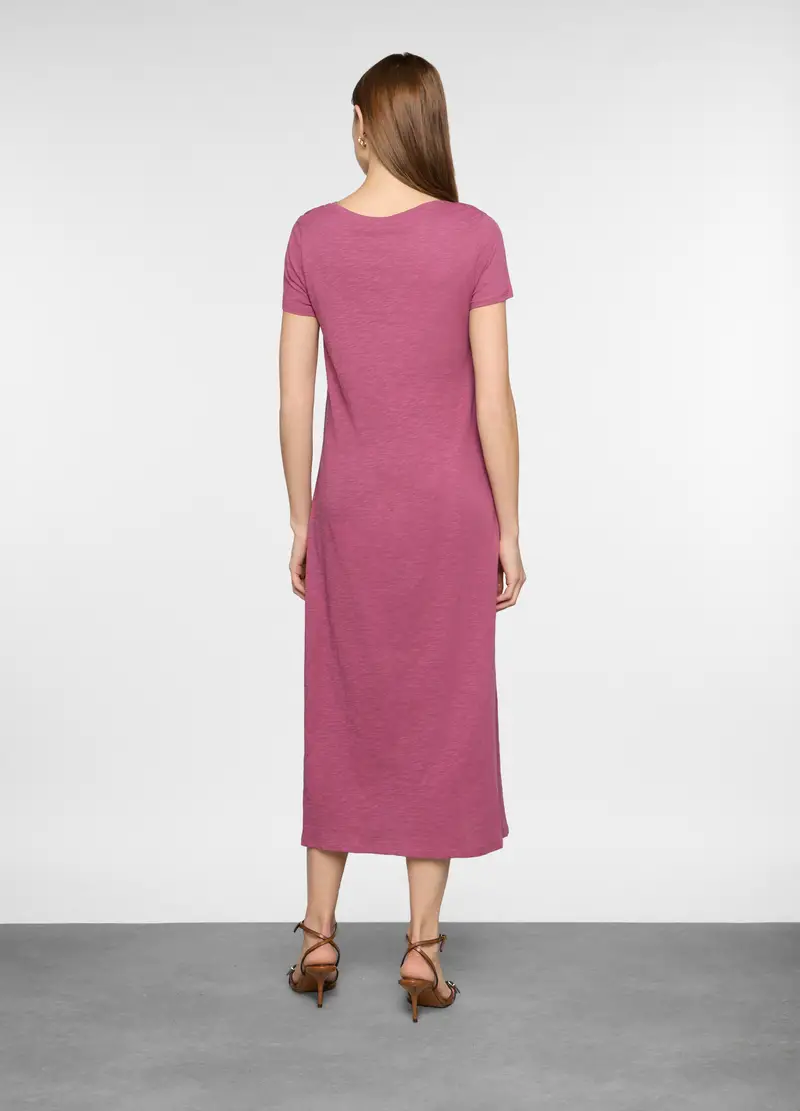 Abito Lungo In Jersey Slub Donna, Rosa pastello miniatura 2