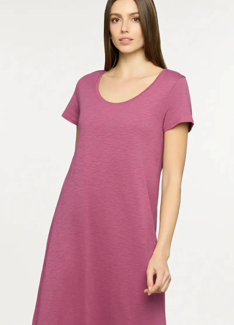 Abito Lungo In Jersey Slub Donna, Rosa pastello miniatura 3