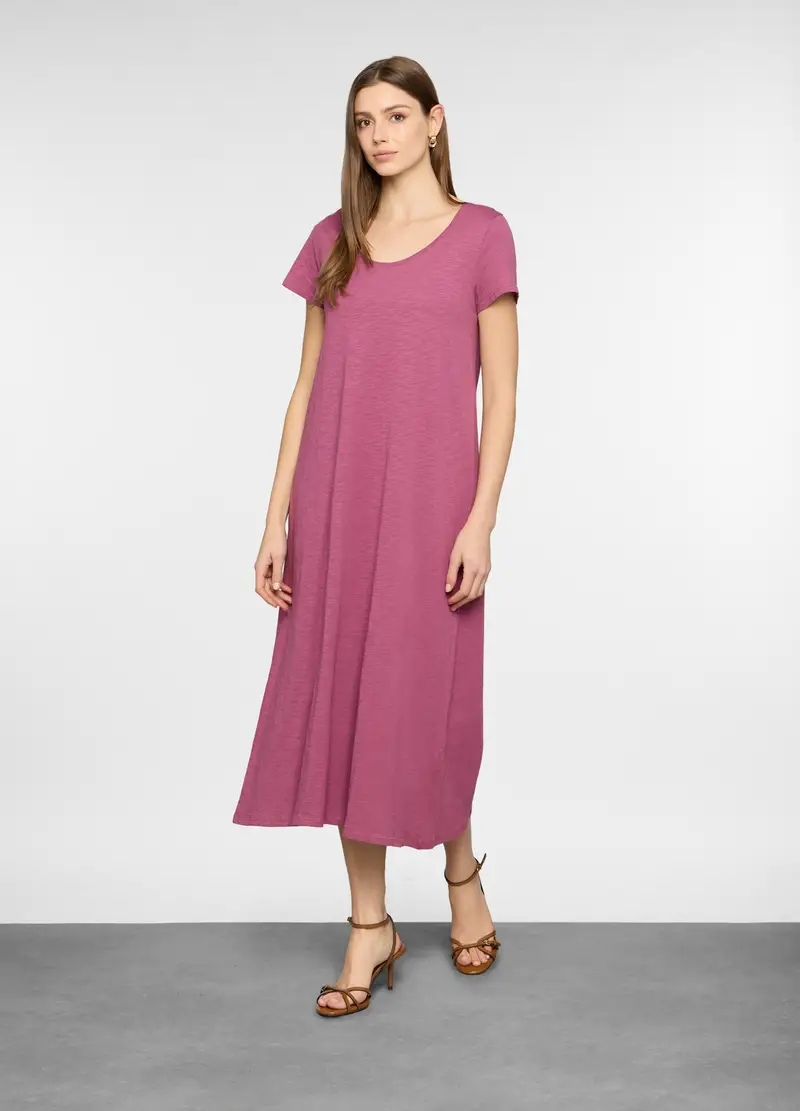 Abito Lungo In Jersey Slub Donna, Rosa pastello