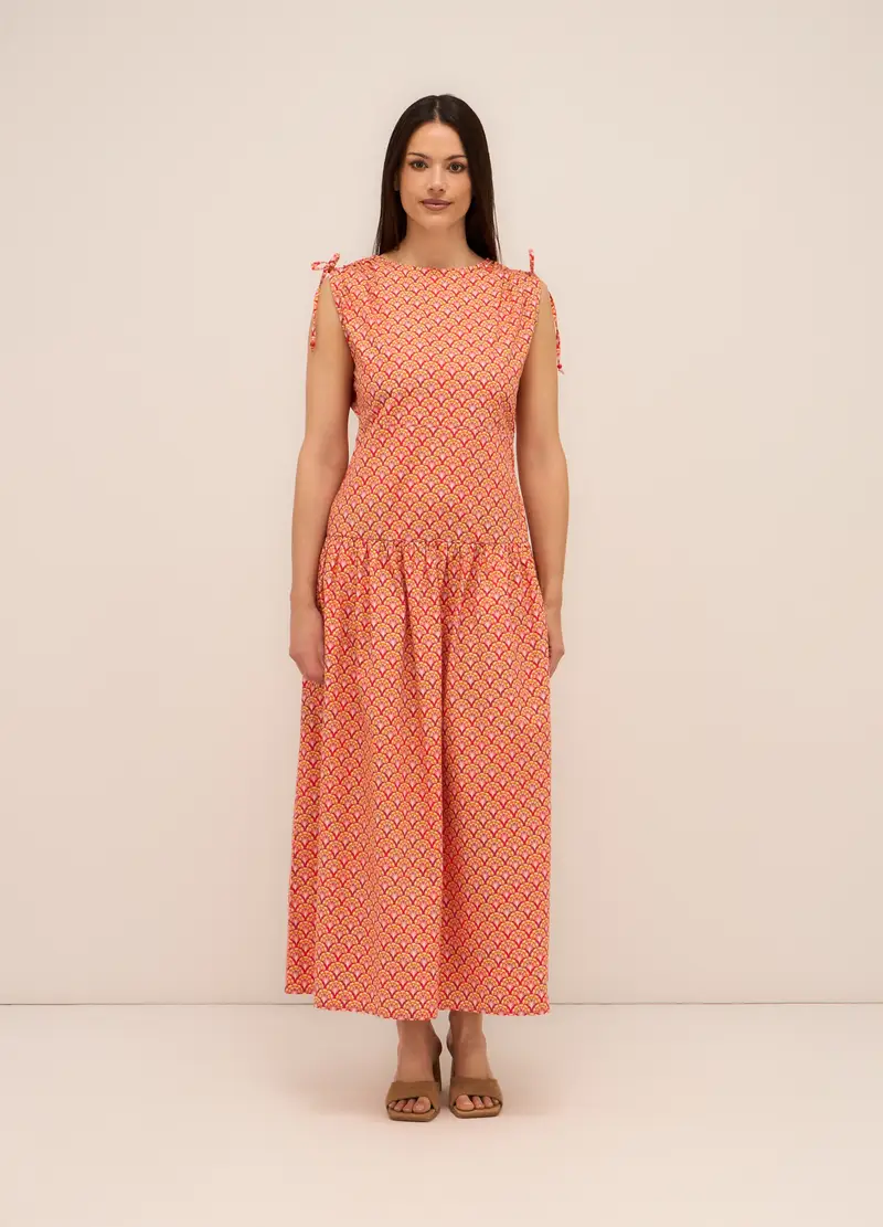 Upim, Abito Lungo In Popeline Di Puro Cotone Donna, Rosso/Arancione, Taglia: XS