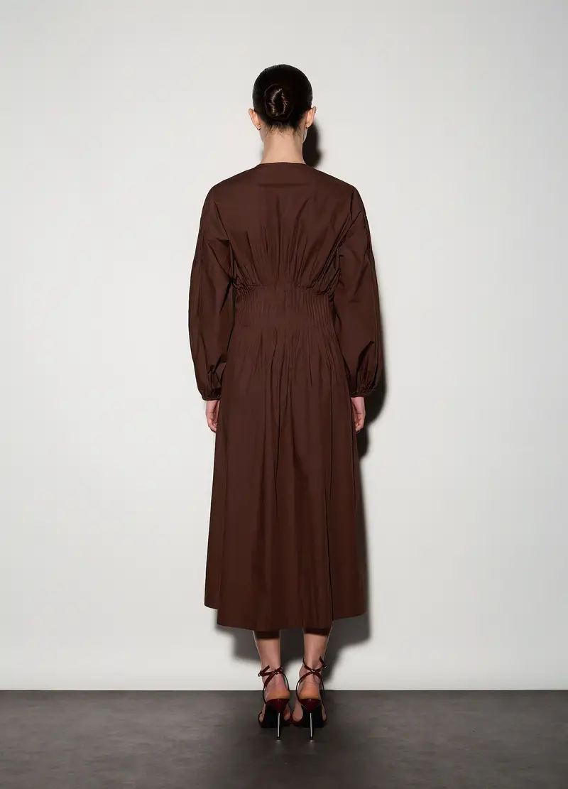 Abito Lungo In Popeline Donna, Unisex, Marrone scuro miniatura 3