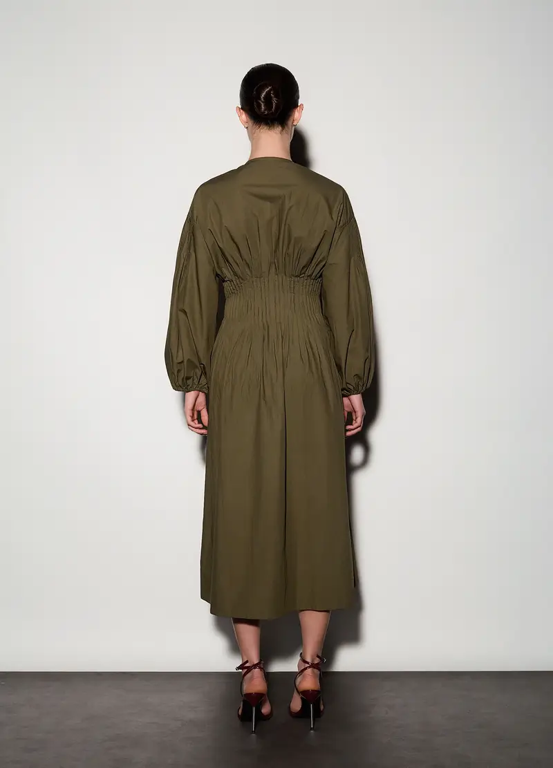 Abito Lungo In Popeline Donna, Unisex, Verde oliva miniatura 3