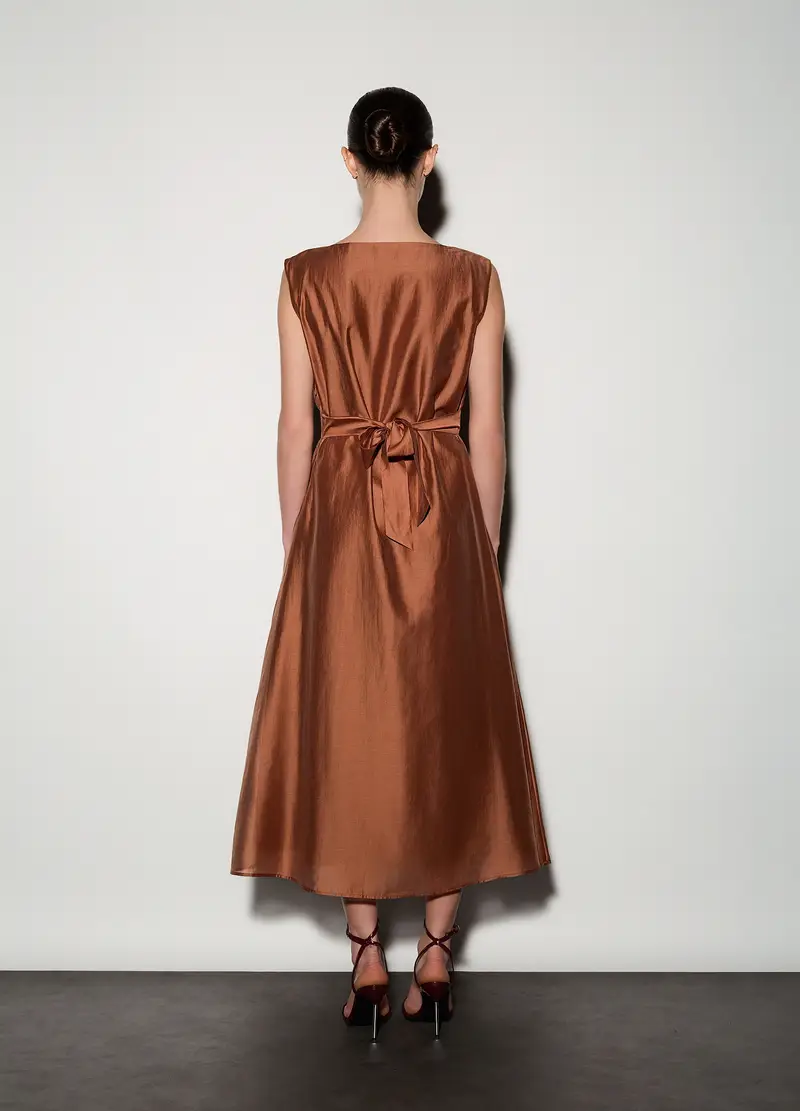 Abito Lungo In Raso Donna, Unisex, Marrone cognac miniatura 3