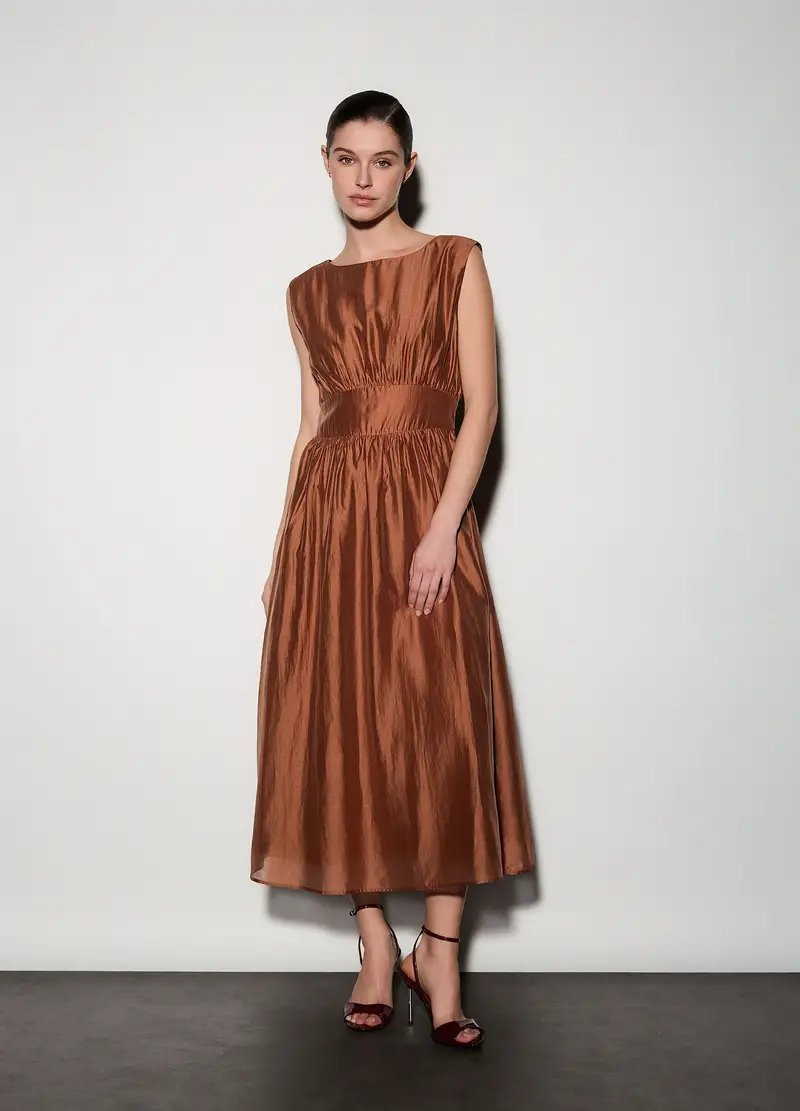 Abito Lungo In Raso Donna, Unisex, Marrone cognac