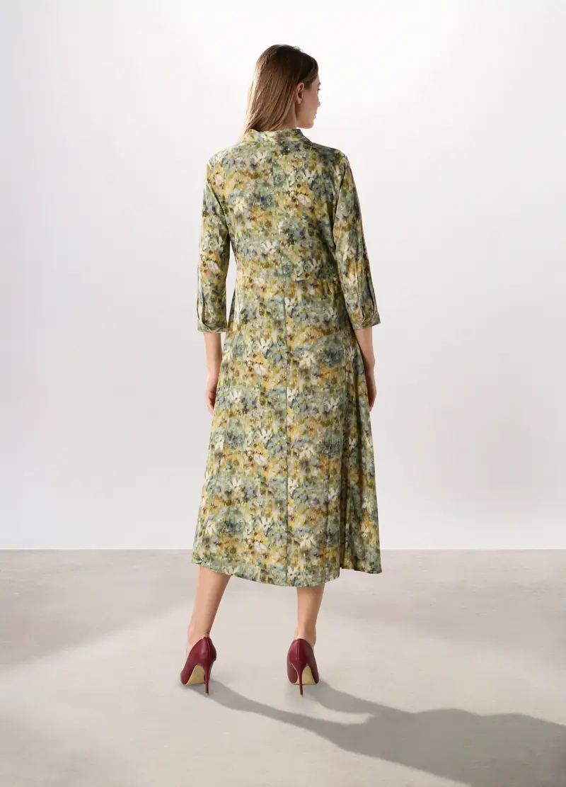 Abito Lungo In Viscosa Donna, Verde chiaro miniatura 2