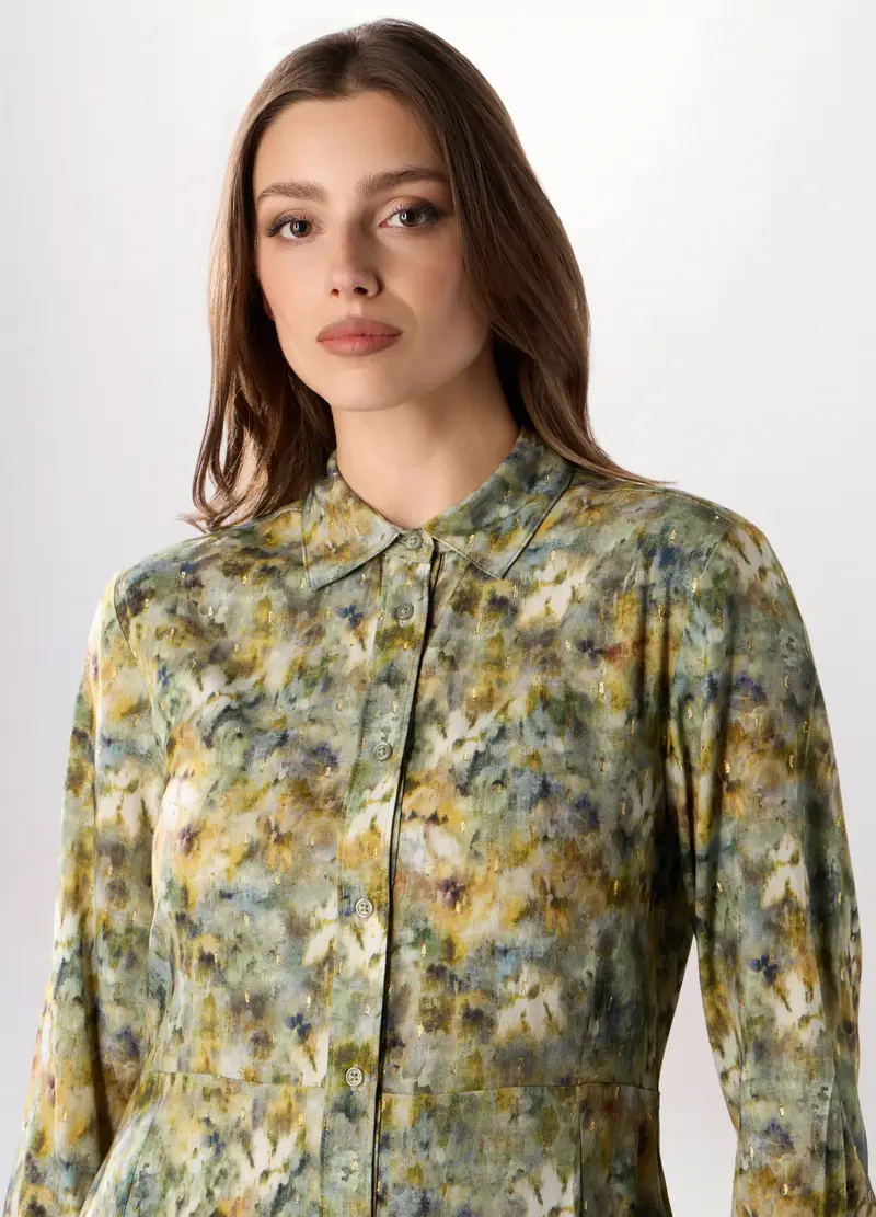 Abito Lungo In Viscosa Donna, Verde chiaro miniatura 3