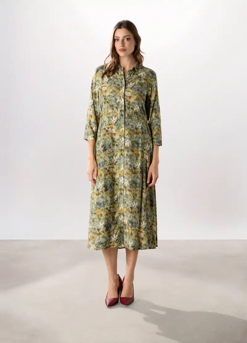 Abito Lungo In Viscosa Donna, Verde chiaro