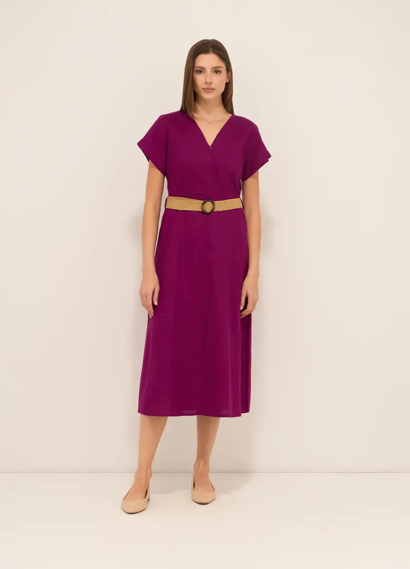 Upim, Abito Lungo Misto Lino Donna, Rosa ciclamino, Taglia: S