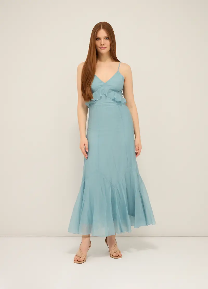 Upim, Abito Lungo Misto Lyocell Donna, Azzurro chiaro, Taglia: XS