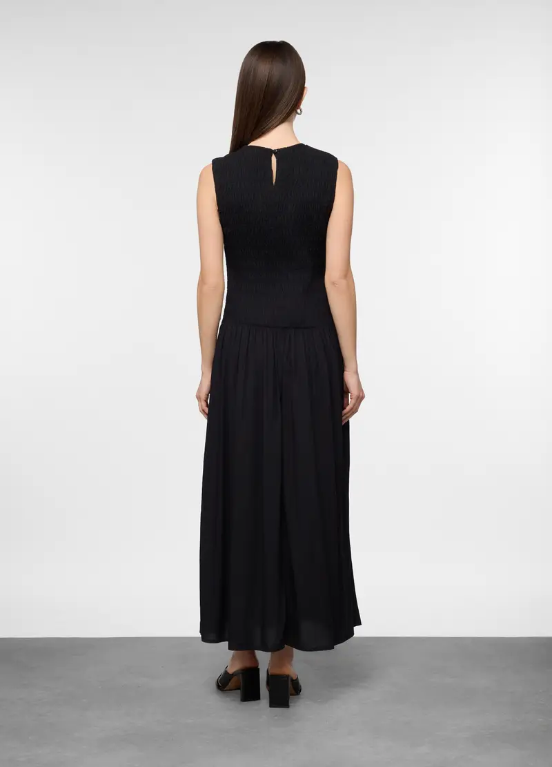 Abito Lungo Smanicato In Pura Viscosa Donna, Nero miniatura 2