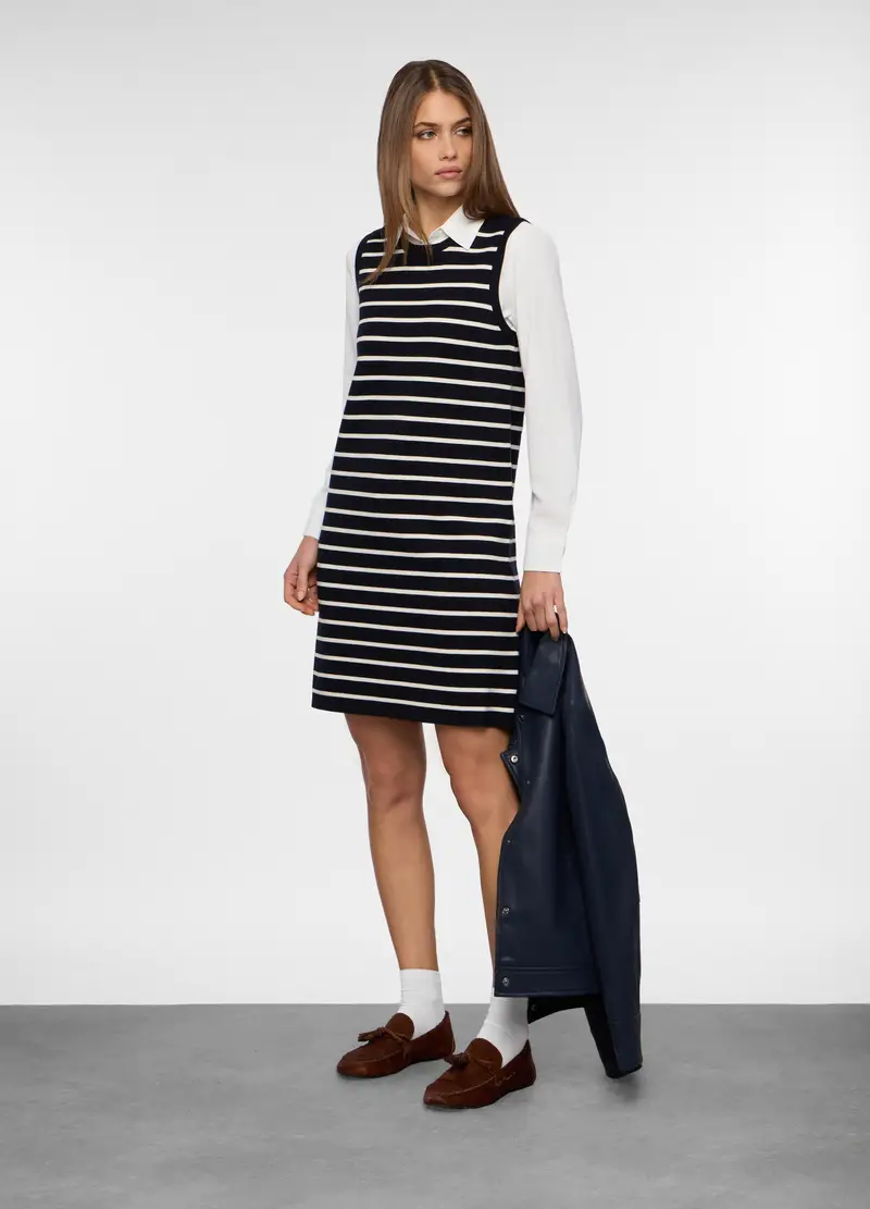 Abito Tricot Misto Viscosa Donna, Blu navy