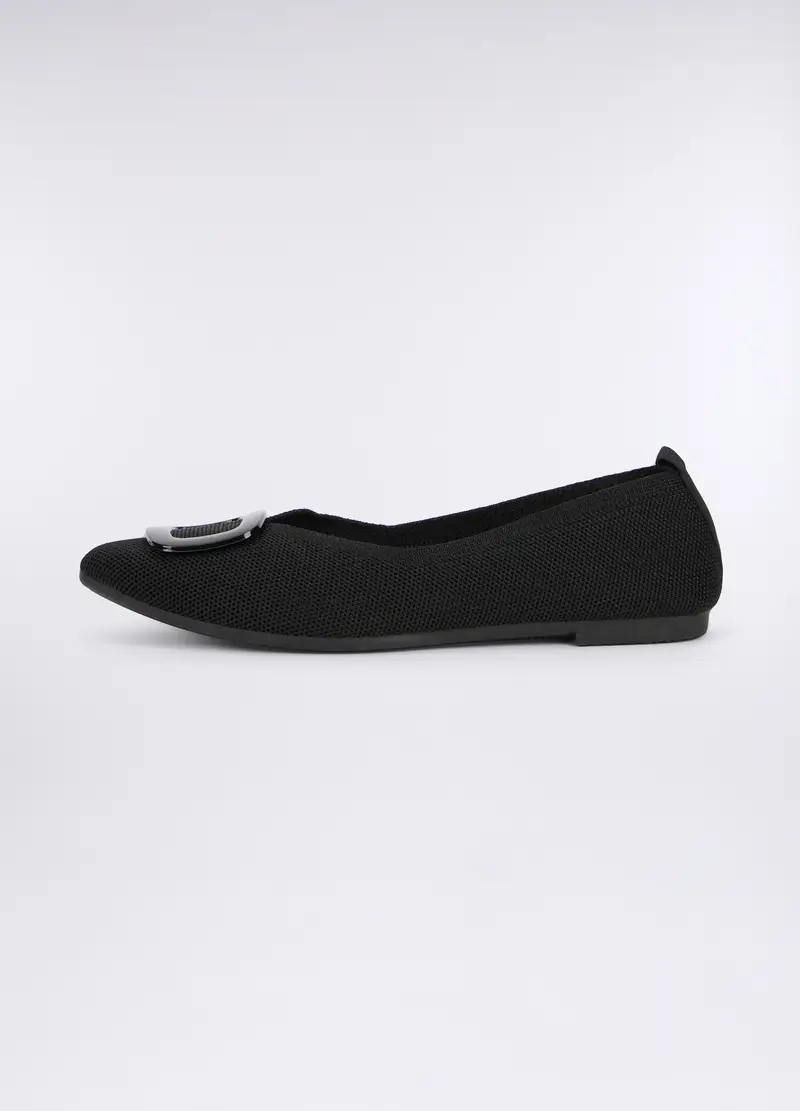 Ballerine Con Applicazione Donna, Nero