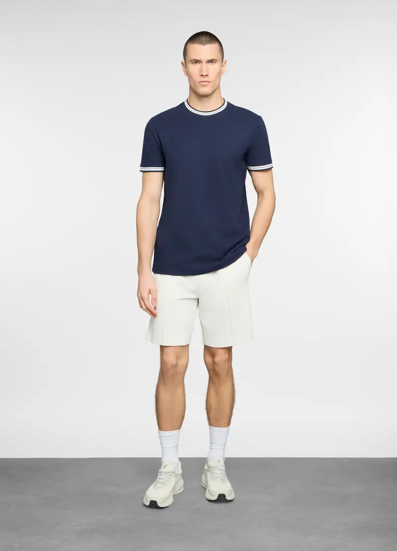 Bermuda In Cotone Con Crête Uomo, Unisex, Bianco avorio