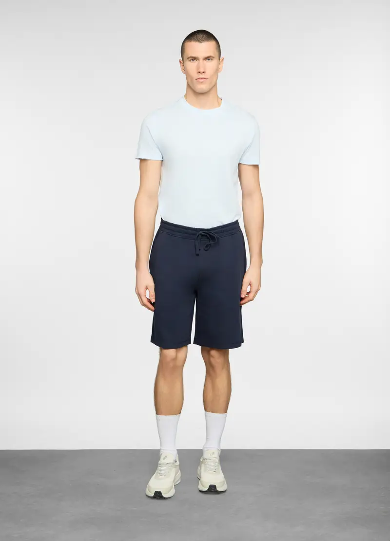 Bermuda In Felpa Di Cotone Uomo, Unisex, Blu scuro