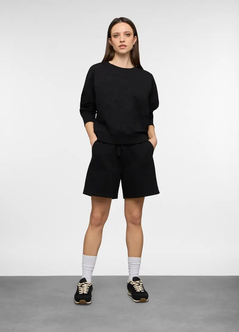 Bermuda In French Terry Di Puro Cotone Donna, Nero