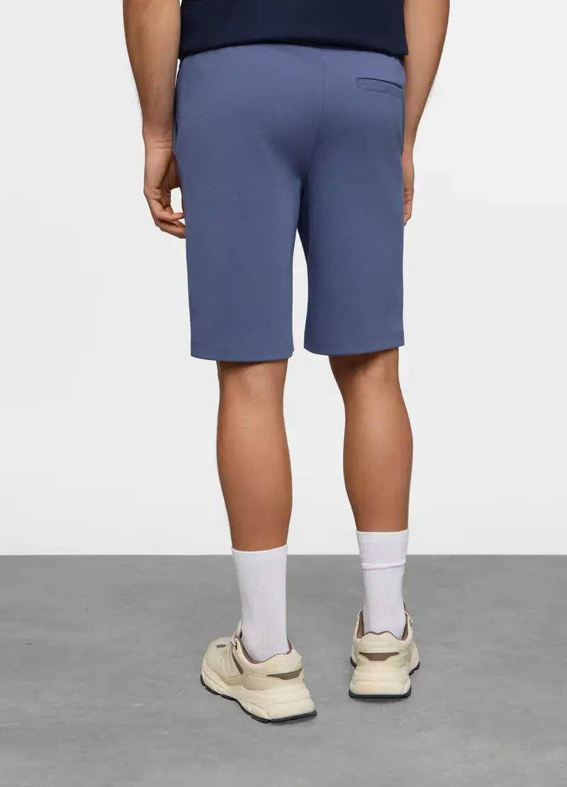 Bermuda In Interlock Di Cotone Stretch Uomo, Unisex, Azzurro scuro miniatura 2