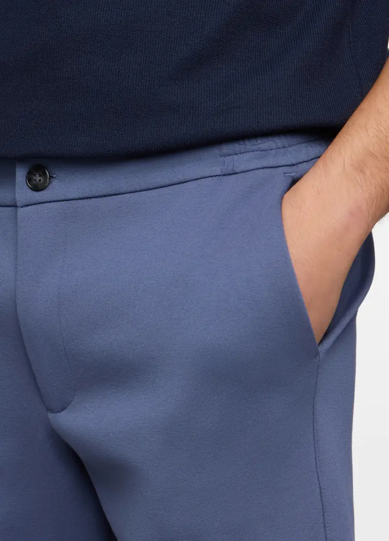 Bermuda In Interlock Di Cotone Stretch Uomo, Unisex, Azzurro scuro miniatura 3