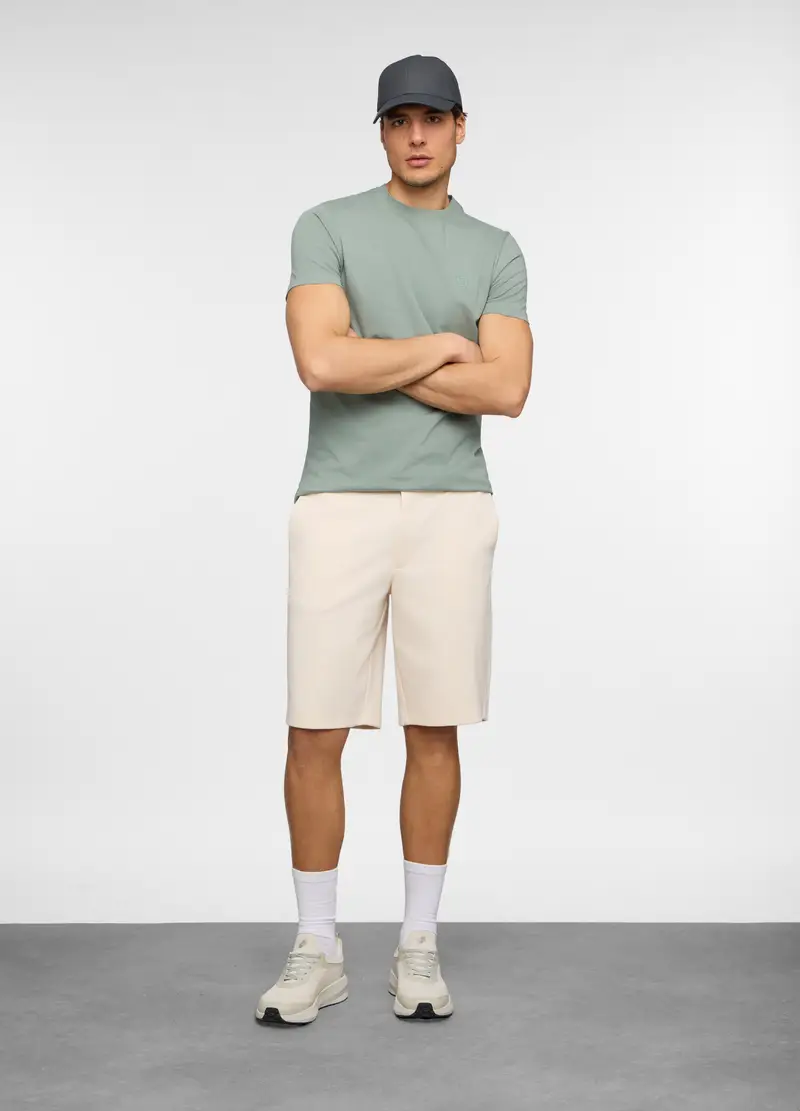 Bermuda In Interlock Di Cotone Stretch Uomo, Unisex, Bianco avorio