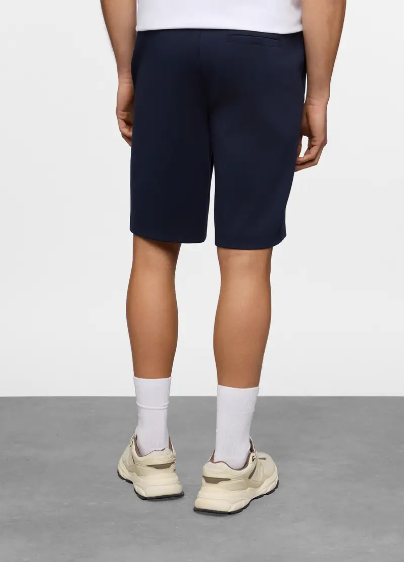 Bermuda In Interlock Di Cotone Stretch Uomo, Unisex, Blu Notte miniatura 2