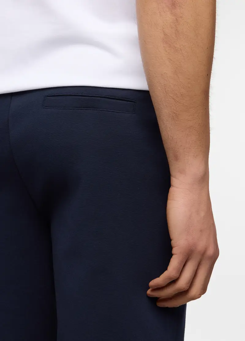 Bermuda In Interlock Di Cotone Stretch Uomo, Unisex, Blu Notte miniatura 3