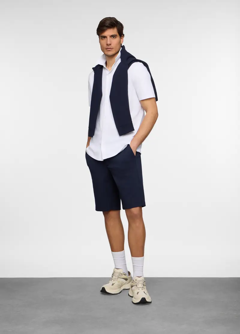 Bermuda In Interlock Di Cotone Stretch Uomo, Unisex, Blu Notte