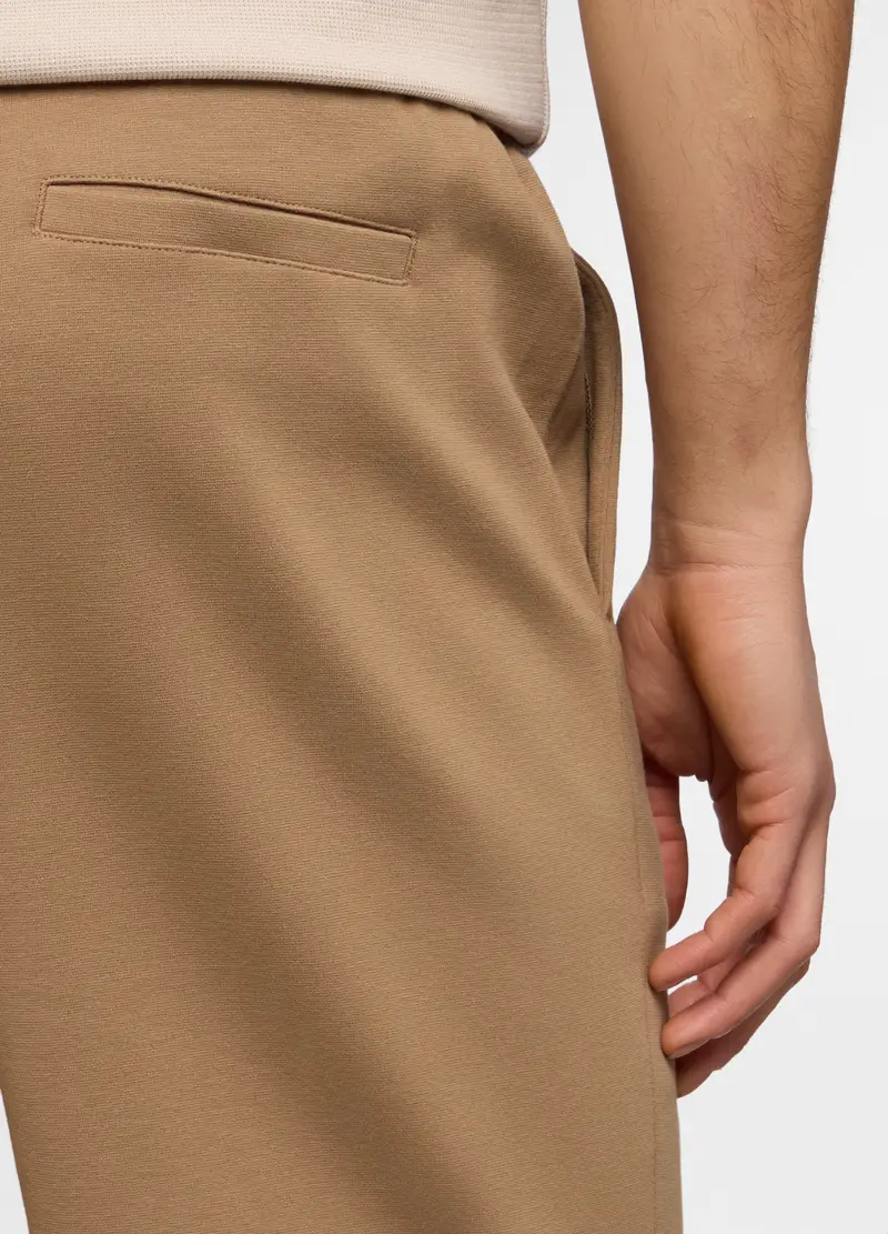 Bermuda In Interlock Di Cotone Stretch Uomo, Unisex, Marrone tabacco miniatura 3