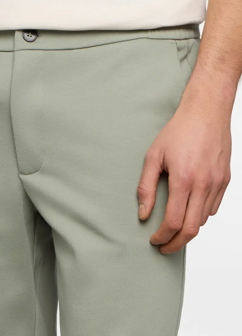 Bermuda In Interlock Di Cotone Stretch Uomo, Unisex, Verde salvia miniatura 3