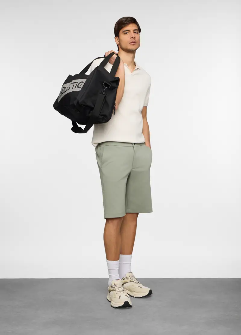 Bermuda In Interlock Di Cotone Stretch Uomo, Unisex, Verde salvia