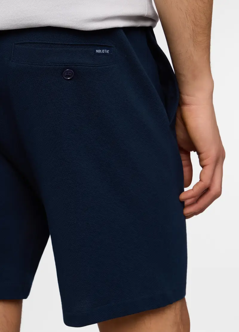 Bermuda In Piquet Di Cotone Uomo, Unisex, Blu scuro miniatura 3