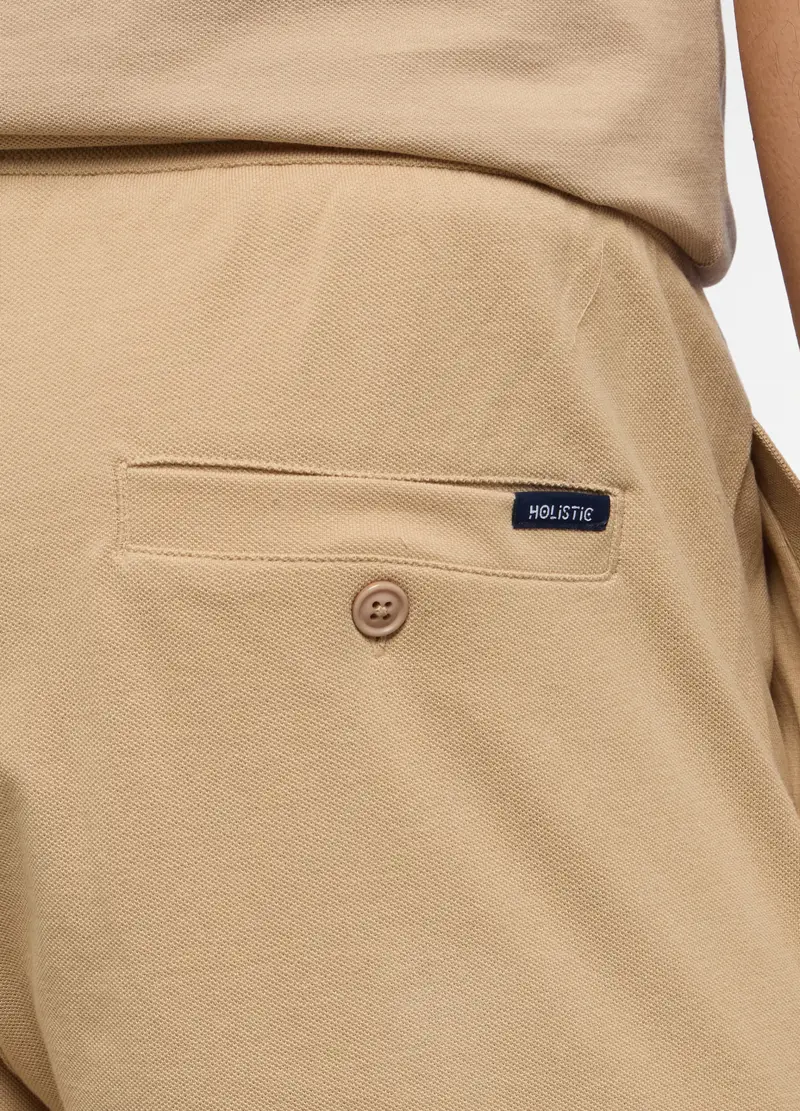 Bermuda In Piquet Di Cotone Uomo, Unisex, Marrone chiaro miniatura 3